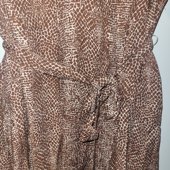 A New Day XXL Brown Snakeskin Print Midi Dress NWT Belted V Neck Boho Plus Size - Picture 7 of 9